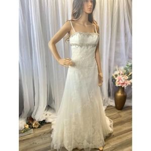 Ivory Lace Bling Wedding Dress Bling Straps Bridal Gown